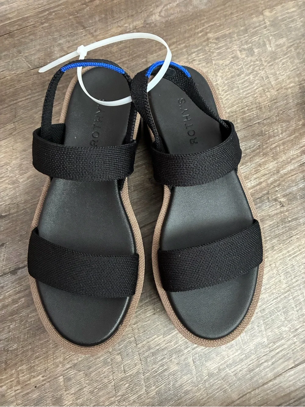 Rothy's The Lightweight Wedge Sandals black size 6.5 NEW without box